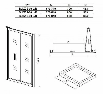 Душевой уголок Ravak Blix BLDZ2+BLPSZ 70х80