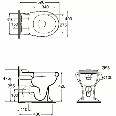Унитаз приставной Azzurra Jubilaeum JUB110/P белый