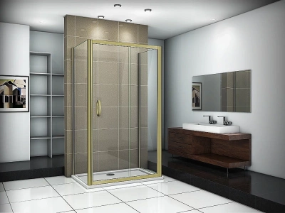 Душевой уголок Good Door JAZZ WTW+SP+SP 130х90 стекло прозрачное/профиль золото