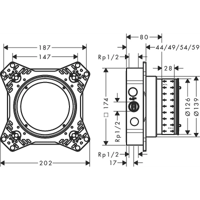 Скрытая часть Hansgrohe iBox Universal  2 01500180