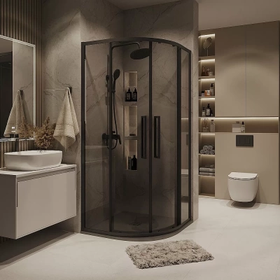 Душевой уголок Grossman Cosmo 301.K33.02.9090.21.10 90x90 профиль черный матовый/стекло тонированное