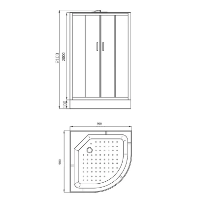Душевая кабина Parly Tomorrow EF931, тропический душ, ABS-пластик, матовая, 90 x 90 х 210 см