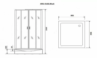 Душевая кабина с сенсором Niagara Premium NG- 6901-01GQ BLACK 90x90