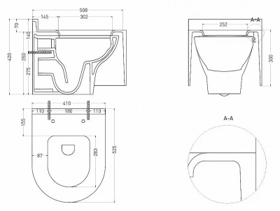 Унитаз подвесной Salini Gemelli 240121MRF из искусственного камня S-Stone, безободковый, RAL снаружи
