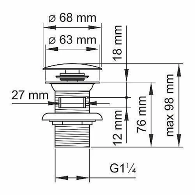 Донный клапан WasserKRAFT Push-up A080