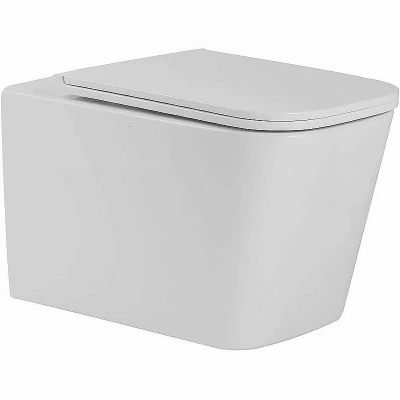 Унитаз SantiLine SL-5027 безободковый, слив торнадо, с крышкой микролифт, белый