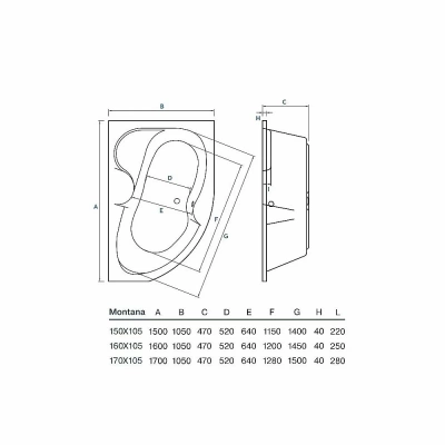 Ванна акриловая Koller Pool Montana 170x105 MONTANA170X105L белая