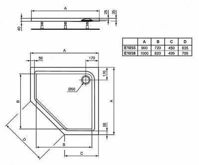 Душевой поддон Ideal Standard Connect Air E105501 90x90