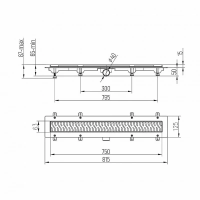 Душевой лоток PAINI Harmony CH750H 75 хром