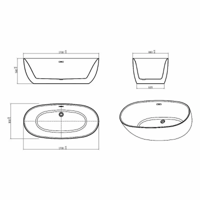 Ванна акриловая Vincea VBT-205 170х80
