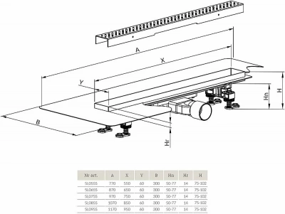 Душевой трап Radaway SLIM 650 белое стекло