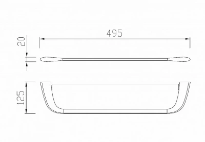 Полка стеклянная Abber NORD AA1555B 49.5 черная матовая