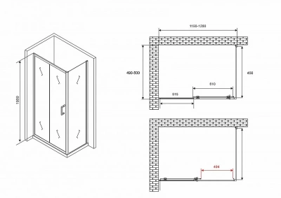 Душевой уголок ABBER Schwarzer Diamant 120х50 AG301205-S505 стекло прозрачное/профиль хром