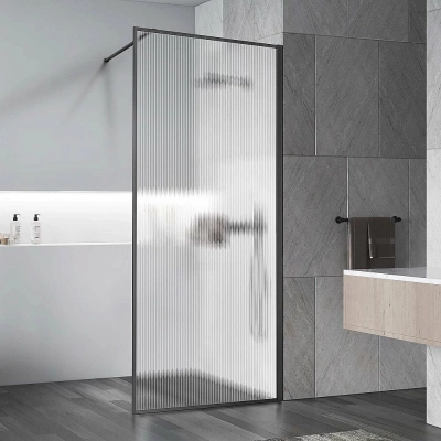 Душевое ограждение Vincea Walk-In VSW-1HP900FLGM 90 стекло рифленое/профиль вороненая сталь