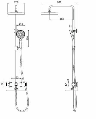 Душевая система Vincea Rim VSFS-2RM1CH хром
