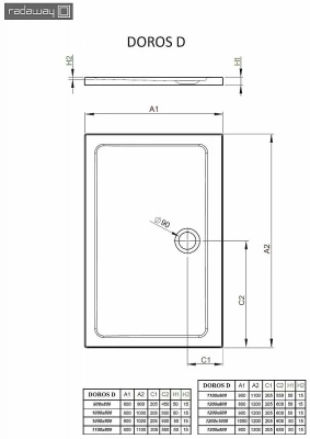 Душевой поддон Radaway Doros D SDRD1080-01 100х80 белый