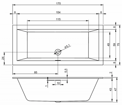 Акриловая ванна Riho Rething Cubic 170x75 B105001005 белая