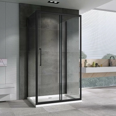 Душевой уголок ABBER Schwarzer Diamant AG30140BH-S90B-S90B 140х90 стекло прозрачное/профиль черный