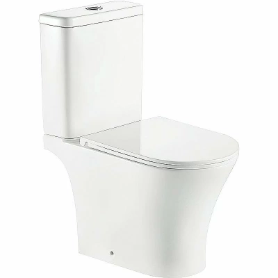 Унитаз напольный SantiLine SL-5010 безободковый, с бачком, с крышкой микролифт, белый
