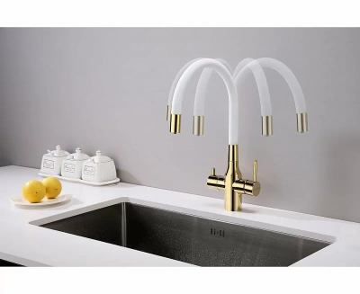 Смеситель для кухни Paulmark Salix Sa213419-Gw золото/белый