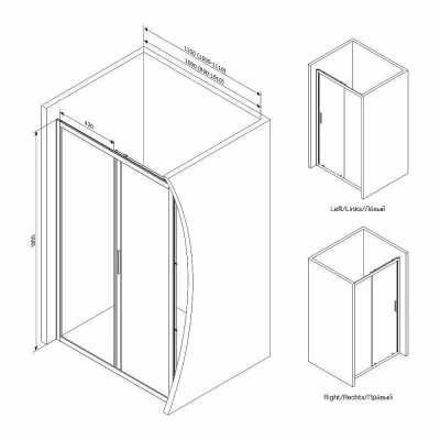 Душевая дверь AM.PM GEM W90G 110 прозрачная-матовая/черный