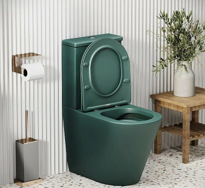 Унитаз Grossman Color GR-4480OLMS безободковый, с крышкой микролифт, с бачком, зеленый матовый