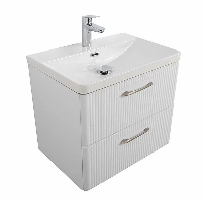 Тумба с раковиной BelBagno DUE-600-2C-SO-BM-P белый металлик