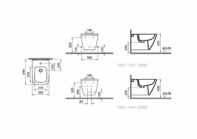 Биде подвесное Vitra INTEGRA SQUARE 7083B003-0288