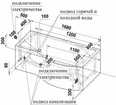 Ванна акриловая Vannesa Миранда 2-78-0-1-209 168х95