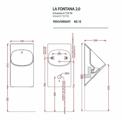 Писсуар подвесной Artceram LA FONTANA 2.0 LFO002 01 00 белый