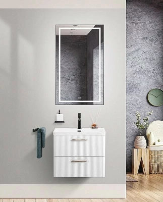 Тумба с раковиной BelBagno DUE-600-2C-SO-BM-P белый металлик