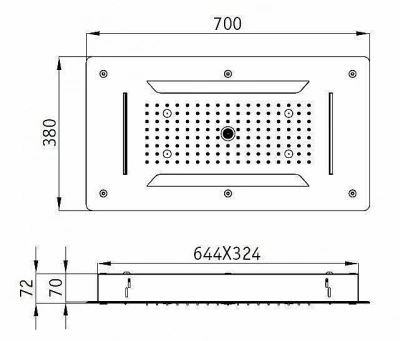 Верхний душ RGW Shower Panels SP-71 70х38