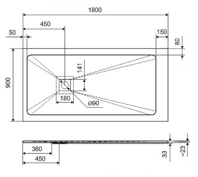 Душевой поддон Excellent Arda 180x90 бежевый