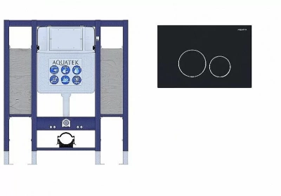 Инсталляция для унитаза Aquatek INS-0000015 с кнопкой KDI-0000020 черная матовая/хром