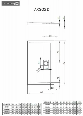 Душевой поддон Radaway Argos D 4AD812-01 120х80 белый