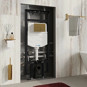 Инсталляция для унитаза WasserKraft Dinkel 58TLT.010.ME.MG04 с кнопкой матовое золото