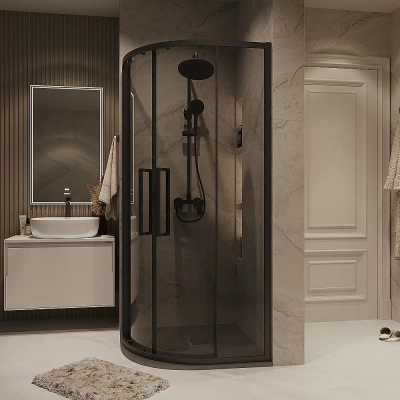 Душевой уголок Grossman Cosmo 301.K33.02.9090.21.10 90x90 профиль черный матовый/стекло тонированное
