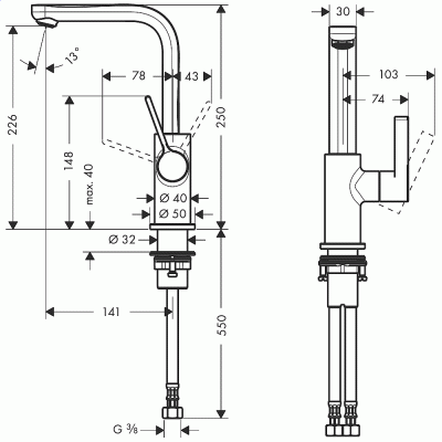 Смеситель для раковины Hansgrohe Metris S 31161000