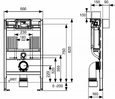 Инсталляция для унитаза-биде TECE Profil 9300380