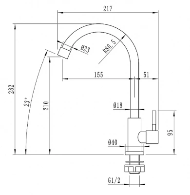 Смеситель для кухни MIXLINE MLSS-0322 моно