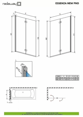 Шторка для ванны Radaway Essenza New PND 120