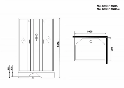 Душевая кабина Niagara Classic 330844QBK 100x80 стекло матовое/профиль серебро