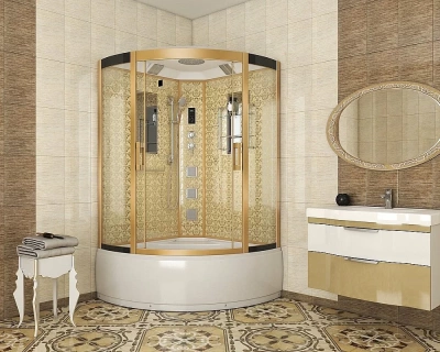 Душевая кабина Niagara Luxe 7744G 120х120 профиль золото/стекло прозрачное