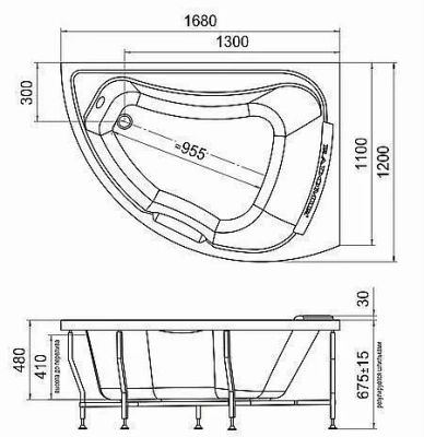 Акриловая ванна Радомир АЛЬБЕНА 168х120