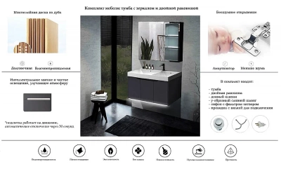 Тумба с раковиной CeruttiSpa Maiella 80 Подвесная Темно-серая