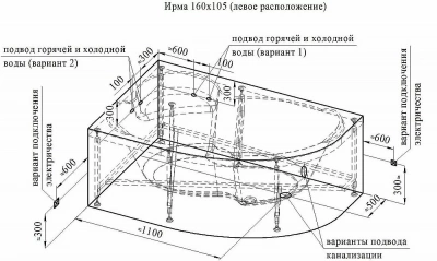 Ванна акриловая Vannesa Ирма 2-78-0-9-229 160х105