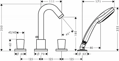 Смеситель для ванны Hansgrohe Logis 71314000