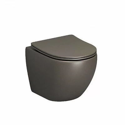 Унитаз подвесной Grossman Color GR-4455GSMS безободковый, с крышкой микролифт, хаки матовый