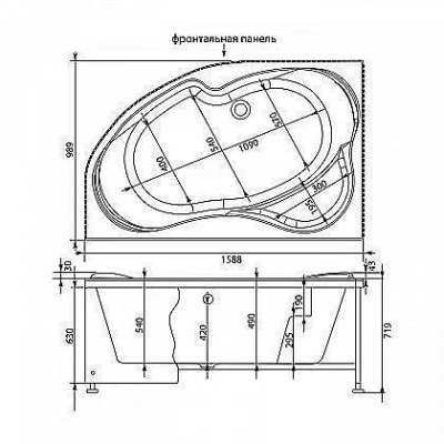 Акриловая ванна Aquanet Capri 160x100 к/с