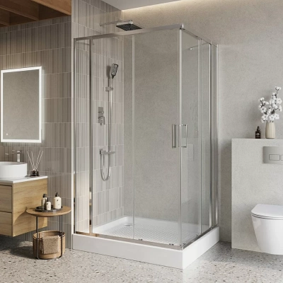 Душевой уголок BelBagno LUCE-AH-22 125х110 стекло прозрачное/профиль хром